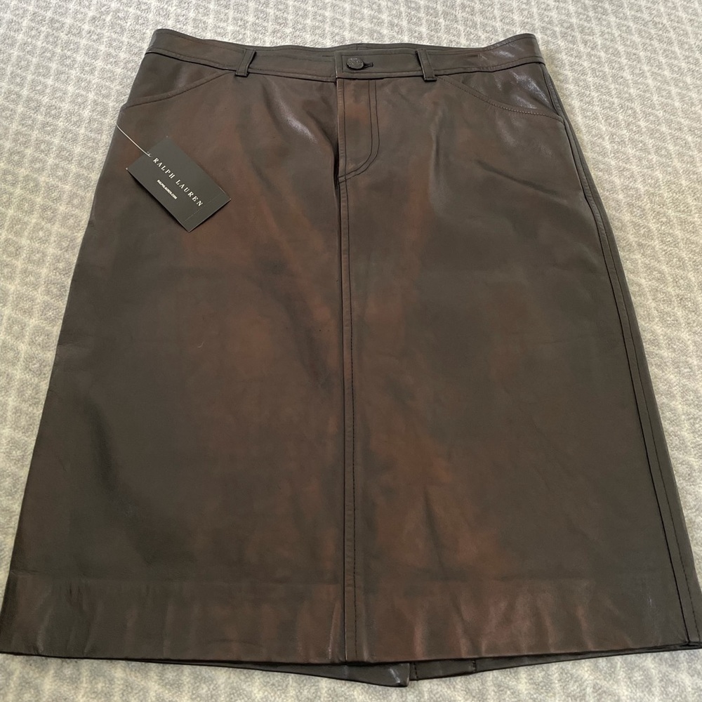 Ralph Lauren black label Lambskin Leather skirt